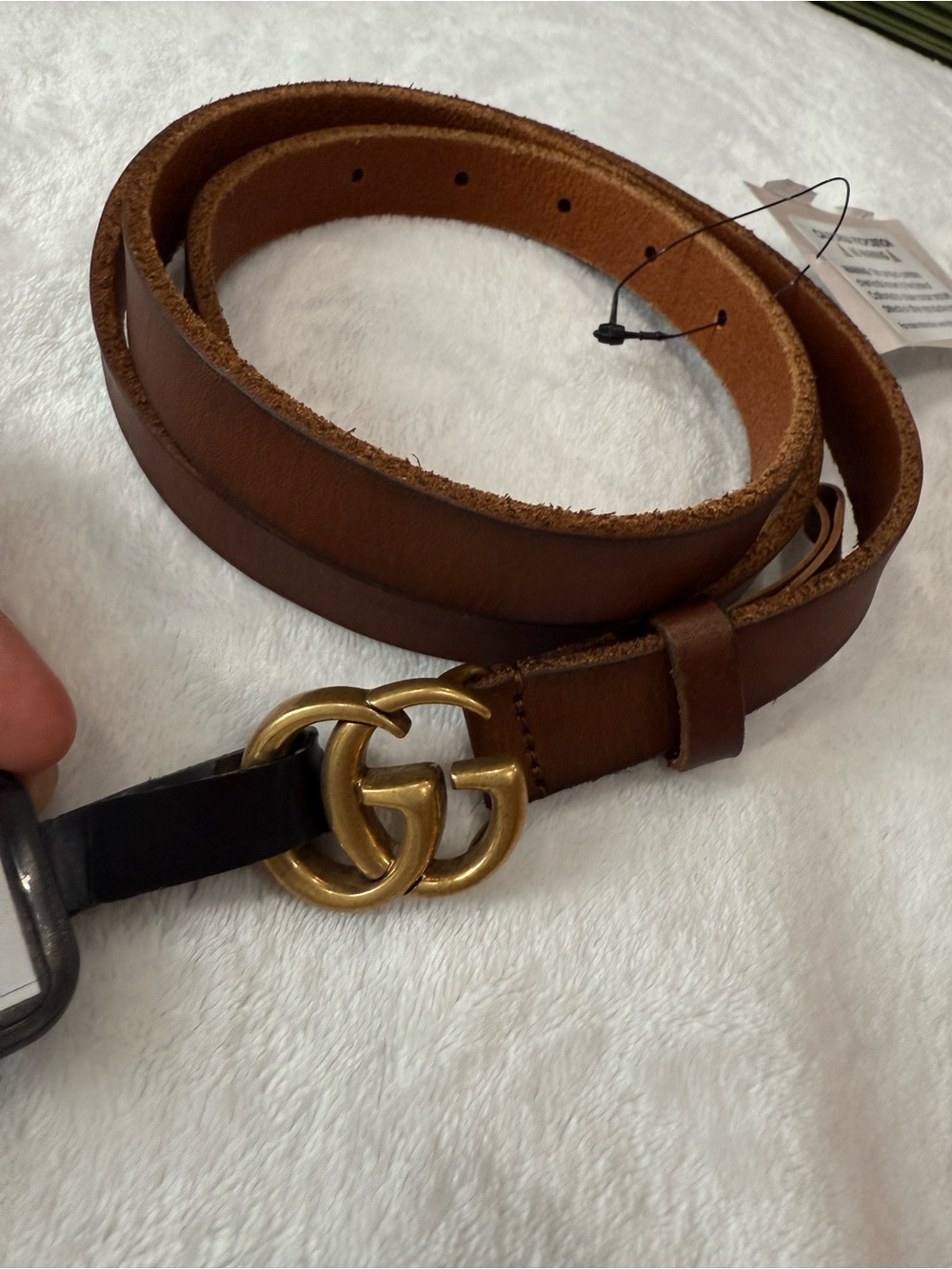 Gucci Brown Leather Belt with Gold Double-G Buckle
